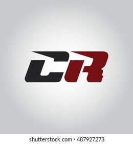 The letters C and R logo automotive black and red colored