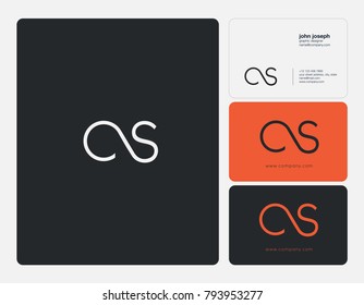 Letters C S, C&S joint logo icon with business card vector template.