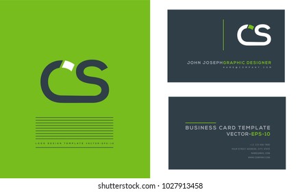 Letters C S, C & S joint logo icon with business card vector template.