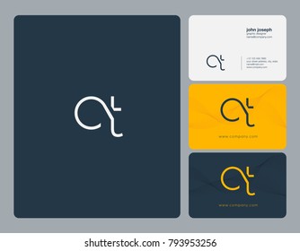 Letters C T, C&T joint logo icon with business card vector template.