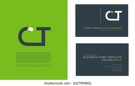 Letters C T, C & T joint logo icon with business card vector template.