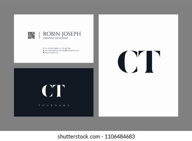 Letters C T joint logo icon with business card vector template.