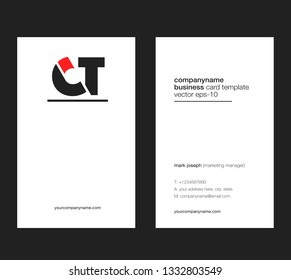 Letters C T Joint logo icon with business card vector template.