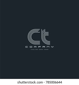 Letters C & T joint logo icon. Stroke letter vector element.
