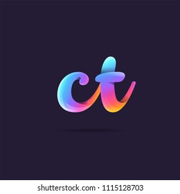 Letters C T logo, multi colour letters icon vector template.