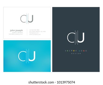 Letters C U, C & U joint logo icon with business card vector template.
