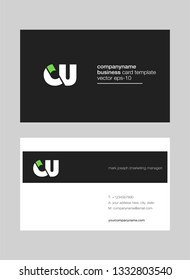 Letters C U Joint logo icon with business card vector template.