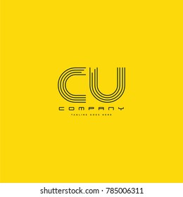 Letters C & U joint logo icon. Stroke letter vector element.
