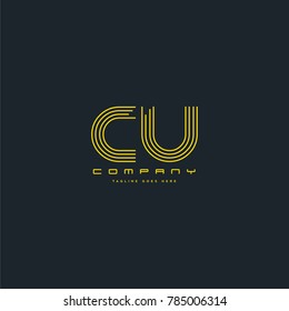 Letters C & U joint logo icon. Stroke letter vector element.

