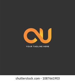 Letters C & U logo, emblem or icon with business card vector template.
