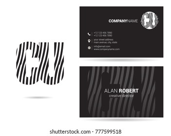 Letters C U Logo icon with Business Card Template Vector