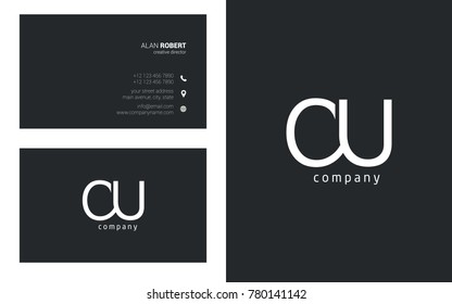 Letters C U Logo icon with Business Card Template Vector.