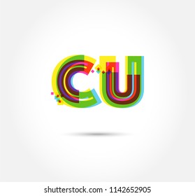 Letters C U logo, multi colour letters icon vector template.
