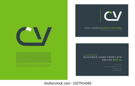 Letters C V, C & V joint logo icon with business card vector template.
