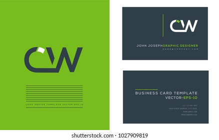 Letters C W, C & W joint logo icon with business card vector template.