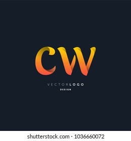 Letters C & W joint logo icon vector element.
