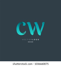 Letters C & W joint logo icon vector element.
