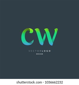 Letters C & W joint logo icon vector element.
