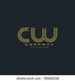 Letters C & W joint logo icon. Stroke letter vector element.
