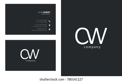 Letters C W Logo icon with Business Card Template Vector.