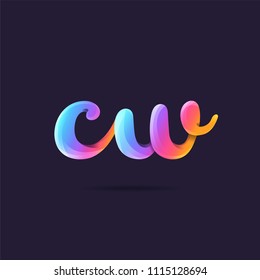 Letters C W logo, multi colour letters icon vector template.