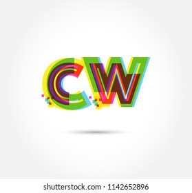 Letters C W logo, multi colour letters icon vector template.
