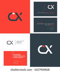 Letters C X, C & X joint logo icon with business card vector template.