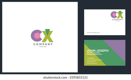Letters C X Joint logo icon with business card vector template.
