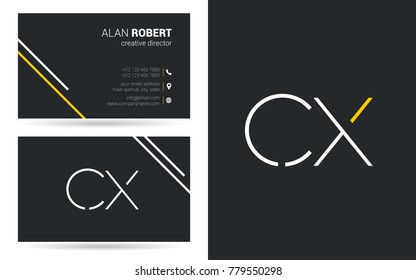 Letters C X Stroke Logo icon with Business Card Template Vector.
