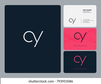 Letters C Y, C&Y joint logo icon with business card vector template.