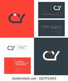 Letters C Y, C & Y joint logo icon with business card vector template.