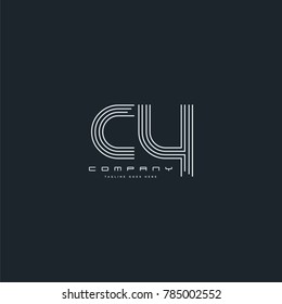 Letters C & Y joint logo icon. Stroke letter vector element.
