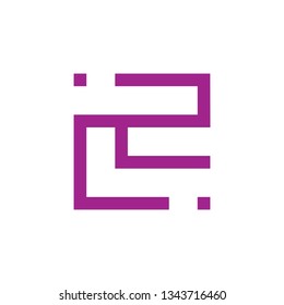 letters c2 simple geometric line logo vector