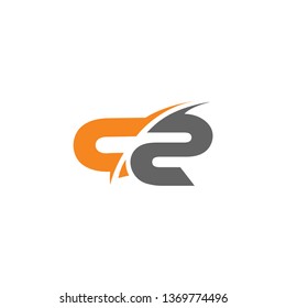 letters c2 swoosh slice design geometric logo vector