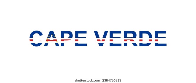 Letters Cape Verde in the style of the country flag. Cape Verde word in national flag style. Vector illustration.