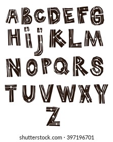 The letters carved on wood