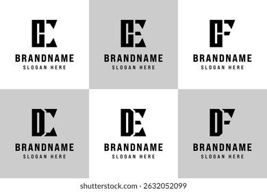 Letras CC CE CF DC DE DF Logo Set, para CC CE CF FC DC DE DF Iniciais
