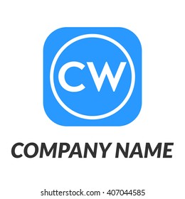 letters CC rounded square shape icon logo blue