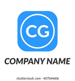 letters CC rounded square shape icon logo blue