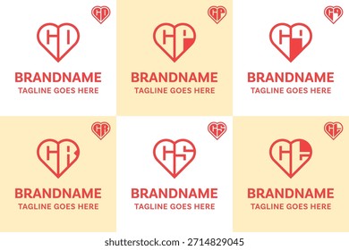 Letters CD CO CP CQ CR CS CT Love Logo Set, symbolizing affection, connection, and harmony