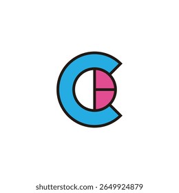 letters cd simple colorful outlines logo vector 