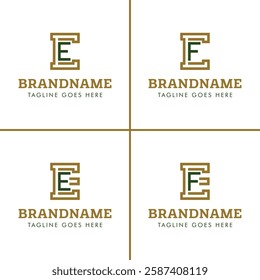 Letters CE CF EE EF Monogram Logo Set, for CE EC CF FC EE E EF FE initials