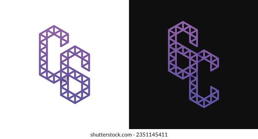 Letters CG and CG Polygon Logo Set, suitable for business related to polygon with CG and GC initials.