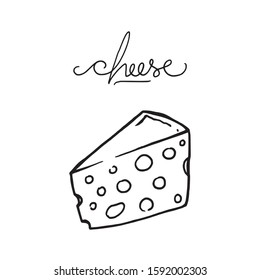 Letters cheese with outline graphic illustration.
