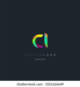 Letters CI, C&I logo, multi colour letters icon vector template.