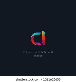 Letters CI, C&I logo, multi colour letters icon vector template.