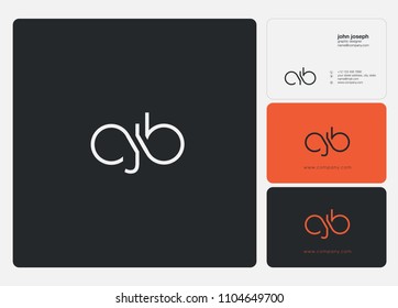 Letters CJB, C J B logo icon with business card vector template.

