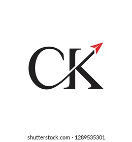 letters ck arrow motion fast design logo