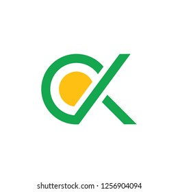 letters ck circle geometric line logo vector