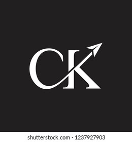 letters ck linked air plane logo vector